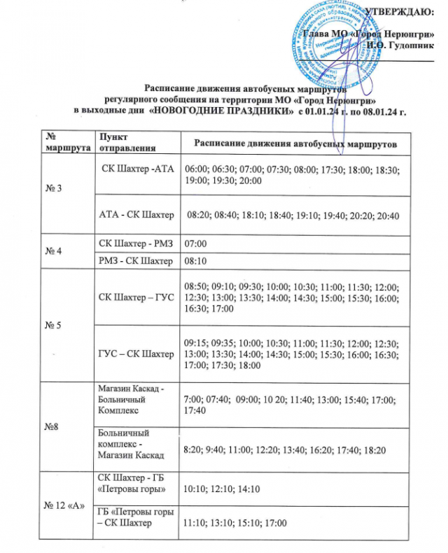 Расписание автобусов